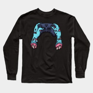 Zombie Hands Holding Video Game Controller Long Sleeve T-Shirt